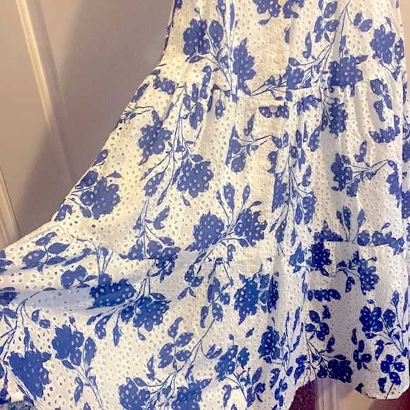 🪻Rachel Parcell Stencil Floral Eyelet Midi Dress Periwinkle Blue L - Picture 5 of 6